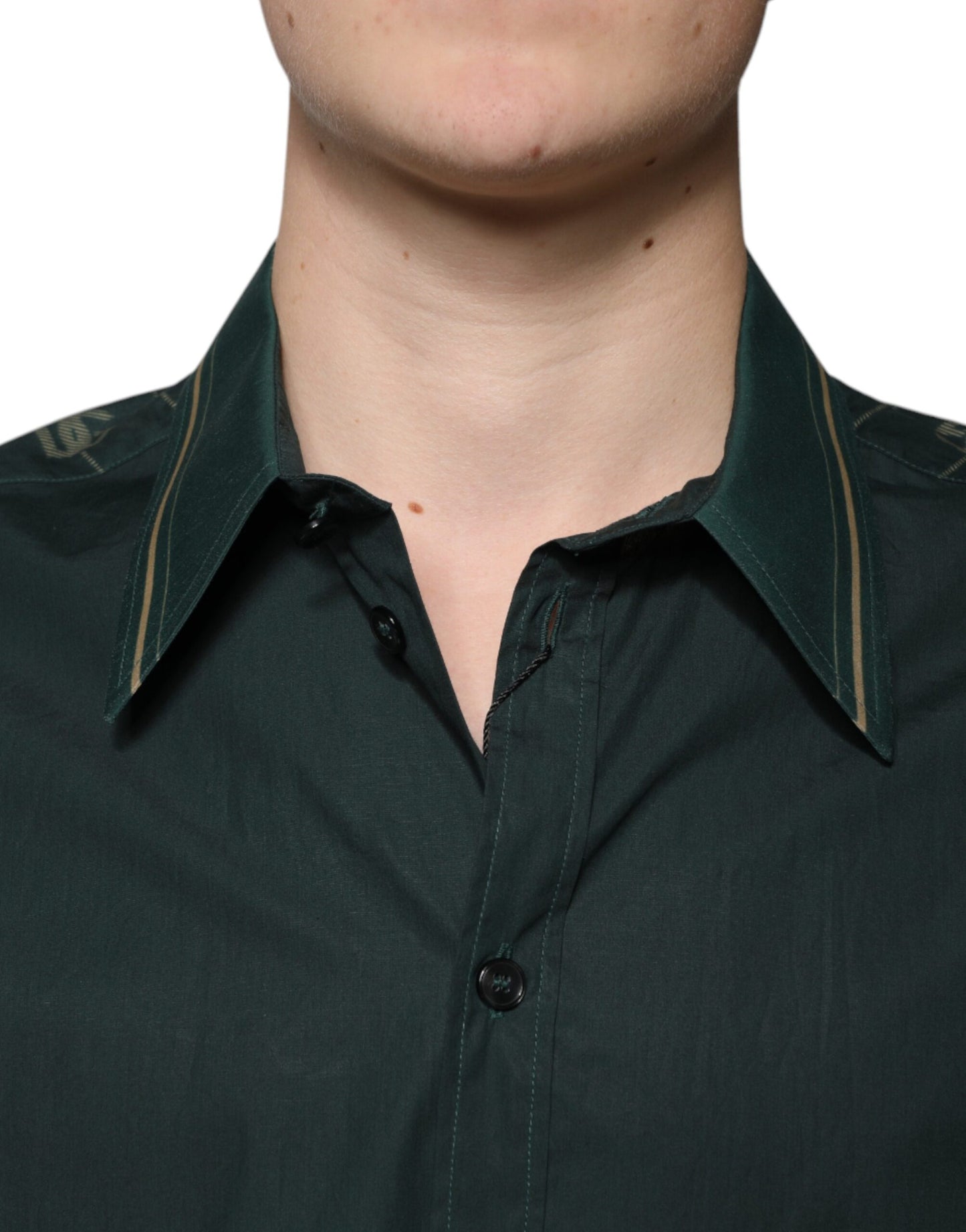Dolce & Gabbana Grøn Logo Langærmet MARTINI Casual Skjorte