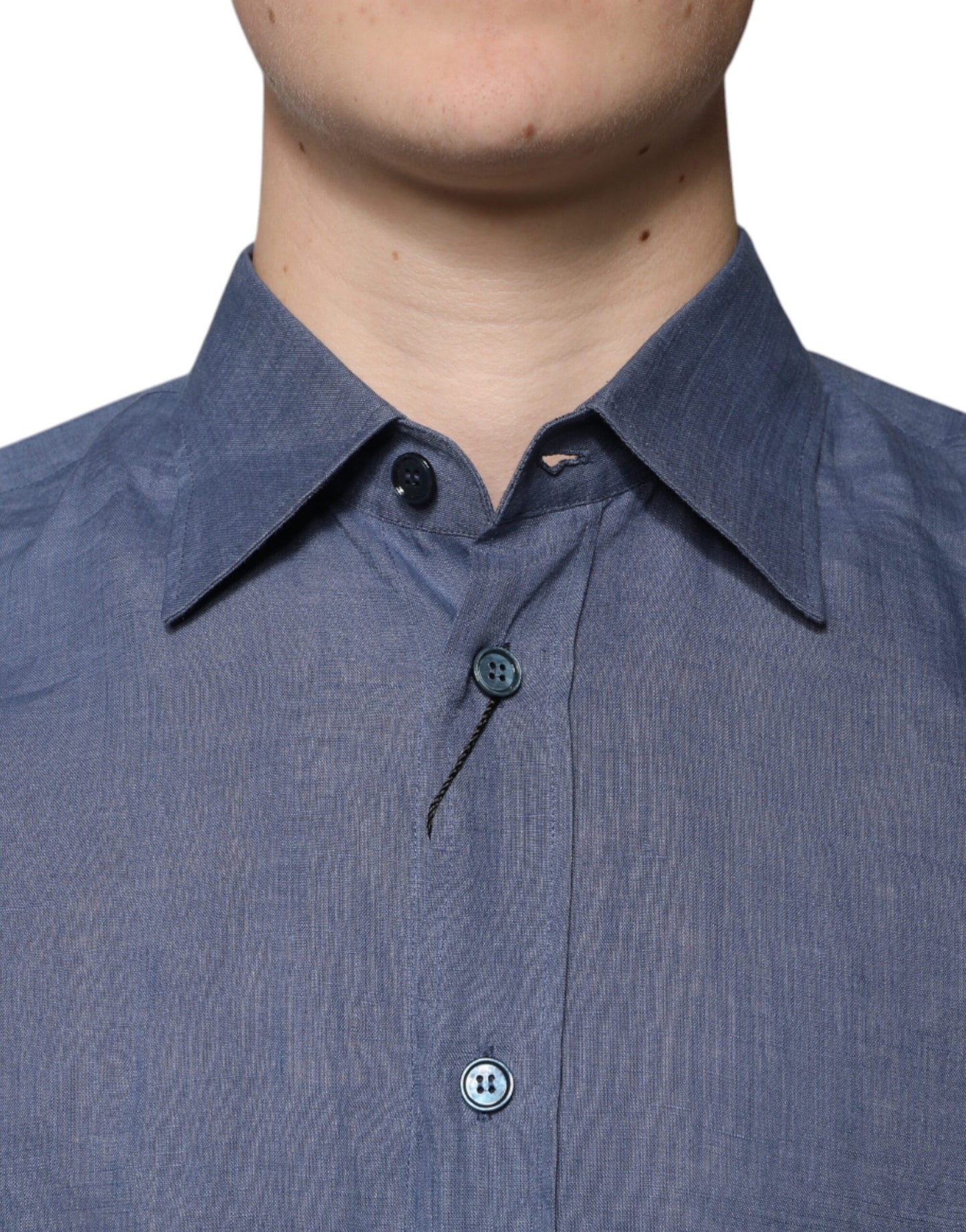 Dolce & Gabbana Blå Logo Langærmet Casual Skjorte med Knapper
