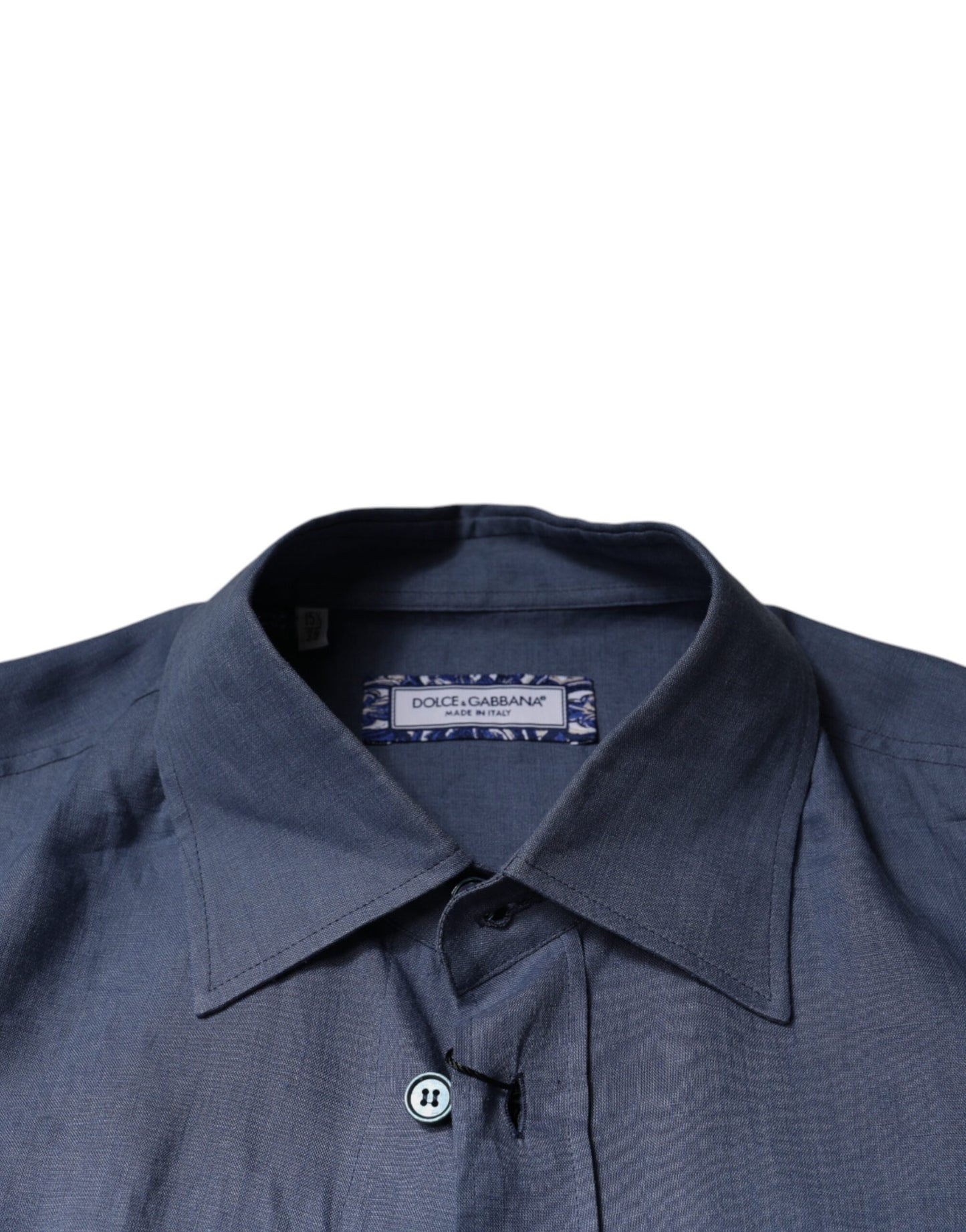 Dolce & Gabbana Blå Logo Langærmet Casual Skjorte med Knapper