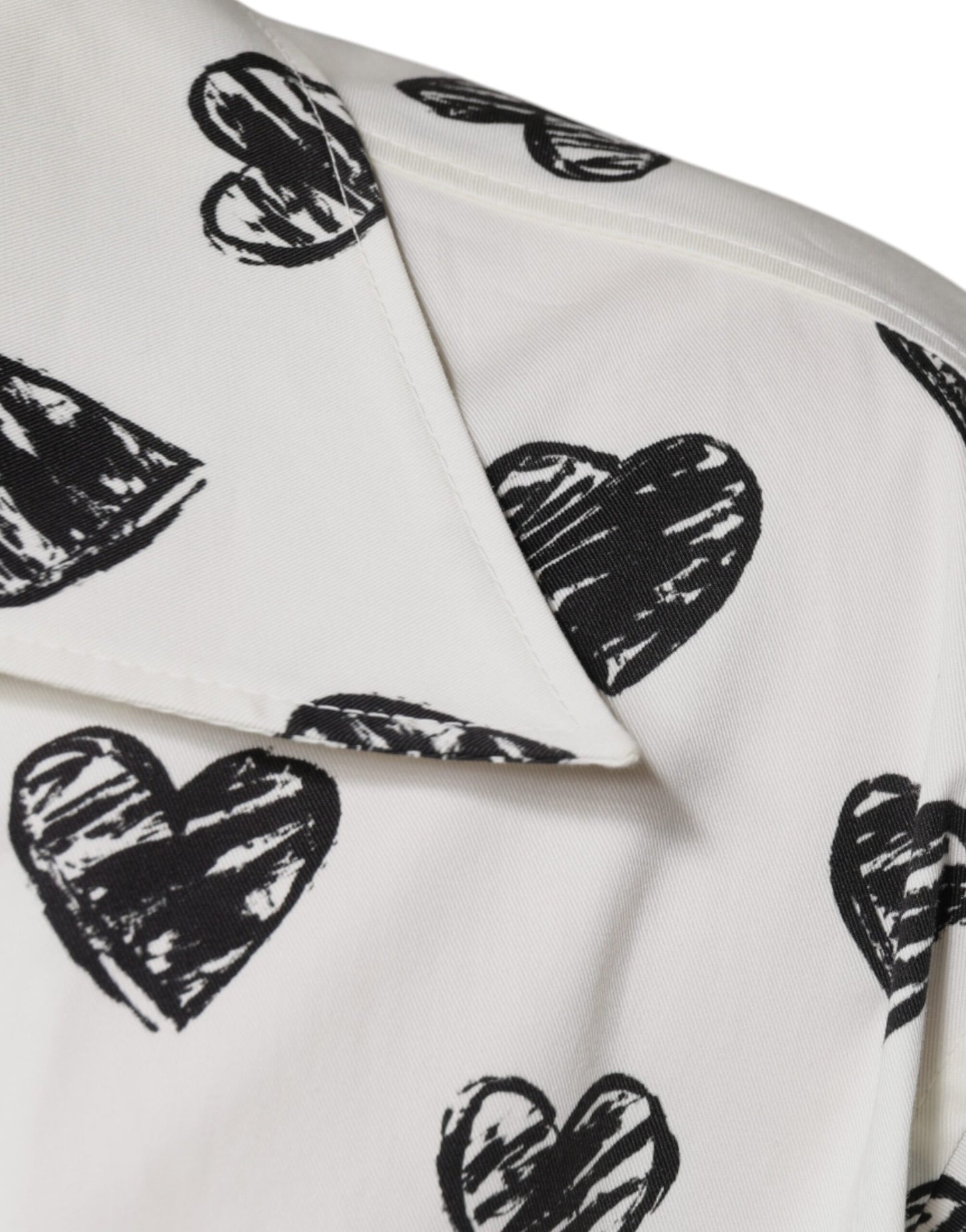 Dolce & Gabbana Hvid Hjerteprint Kortærmet Casual Skjorte