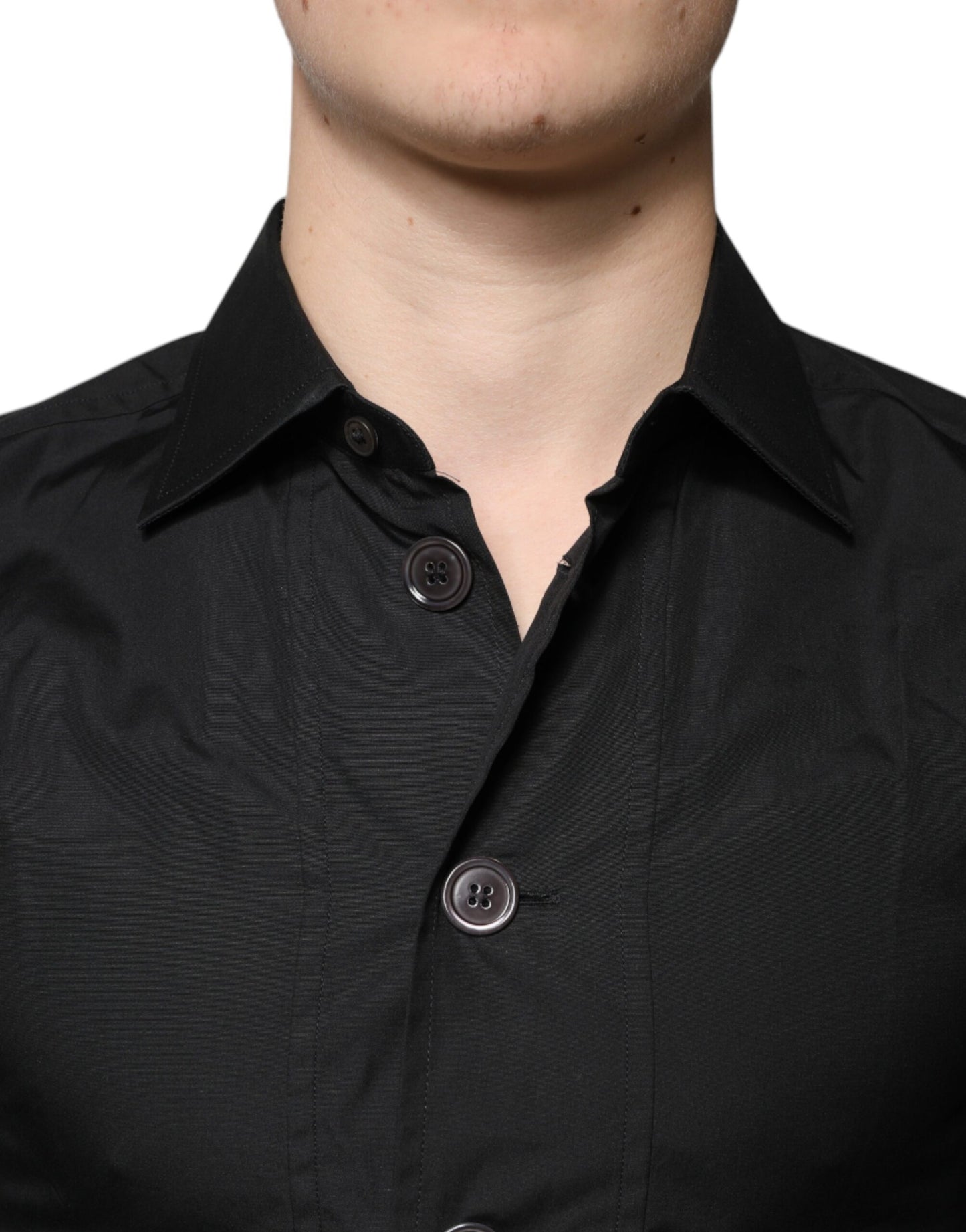 Dolce & Gabbana Sort bomulds formel skjorte med lange ærmer