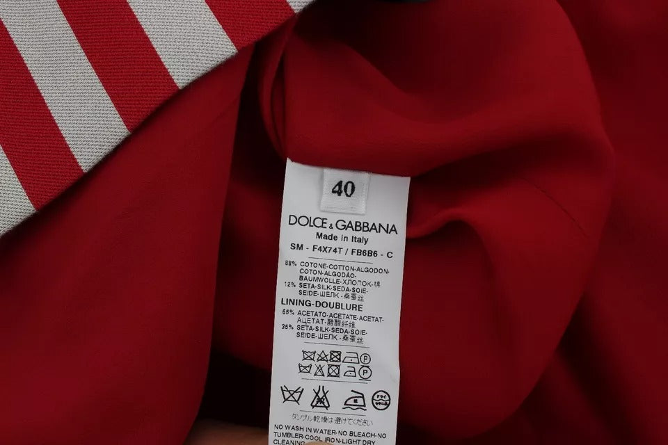Dolce & Gabbana Sølvrød Stribet Nederdel Over Knæene