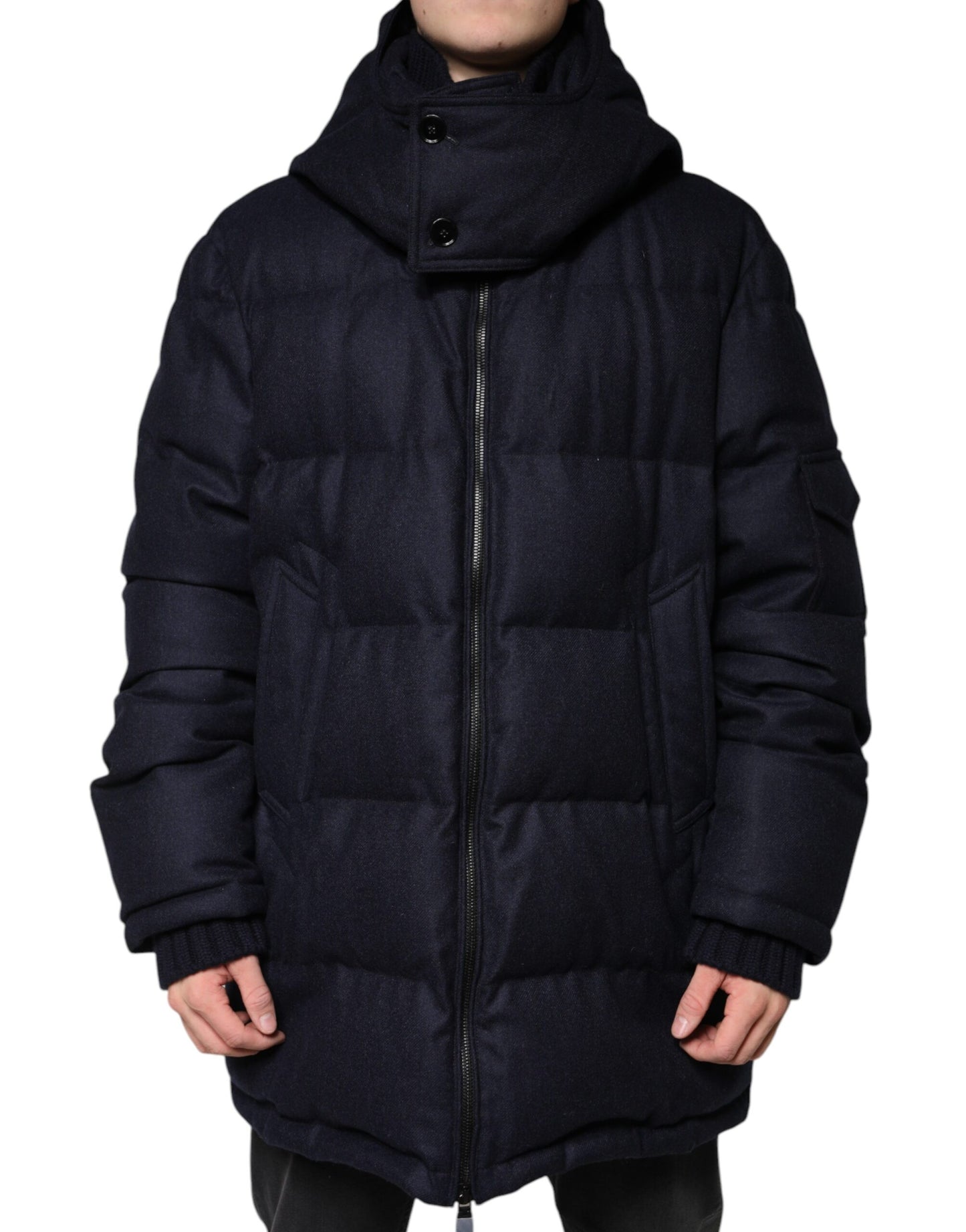 Dolce & Gabbana Sort Nylon Hættejakke til Herrer
