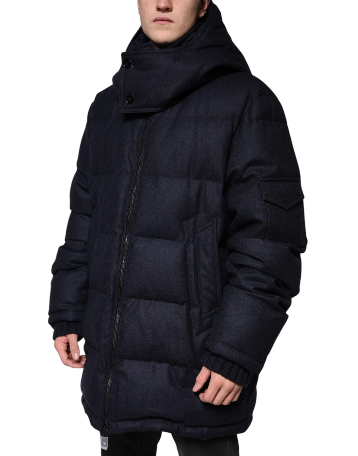 Dolce & Gabbana Sort Nylon Hættejakke til Herrer