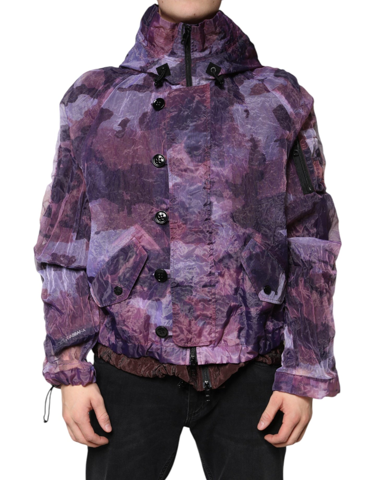 Dolce & Gabbana Lilla Camouflage Hættejakke Herre Blousonjakke