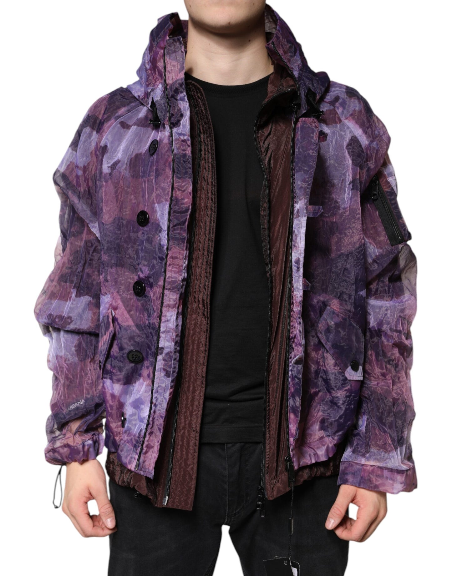 Dolce & Gabbana Lilla Camouflage Hættejakke Herre Blousonjakke