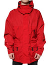 Dolce & Gabbana Rød Nylon Hætte Herre Parka Jakke med Lynlås