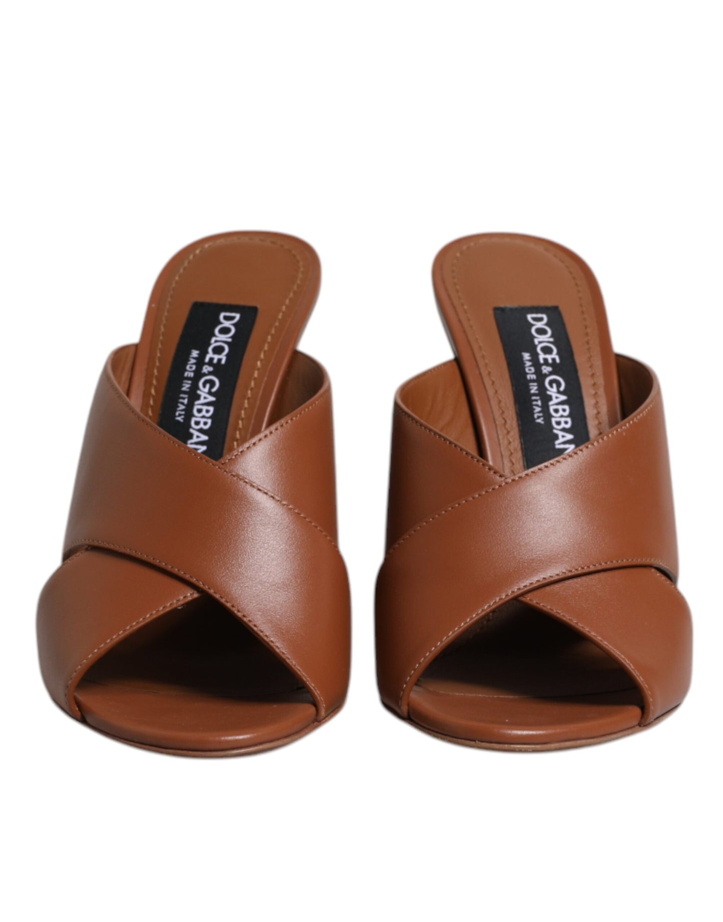 Dolce & Gabbana Maroon Logo KEIRA Læder Slides Sandaler Sko