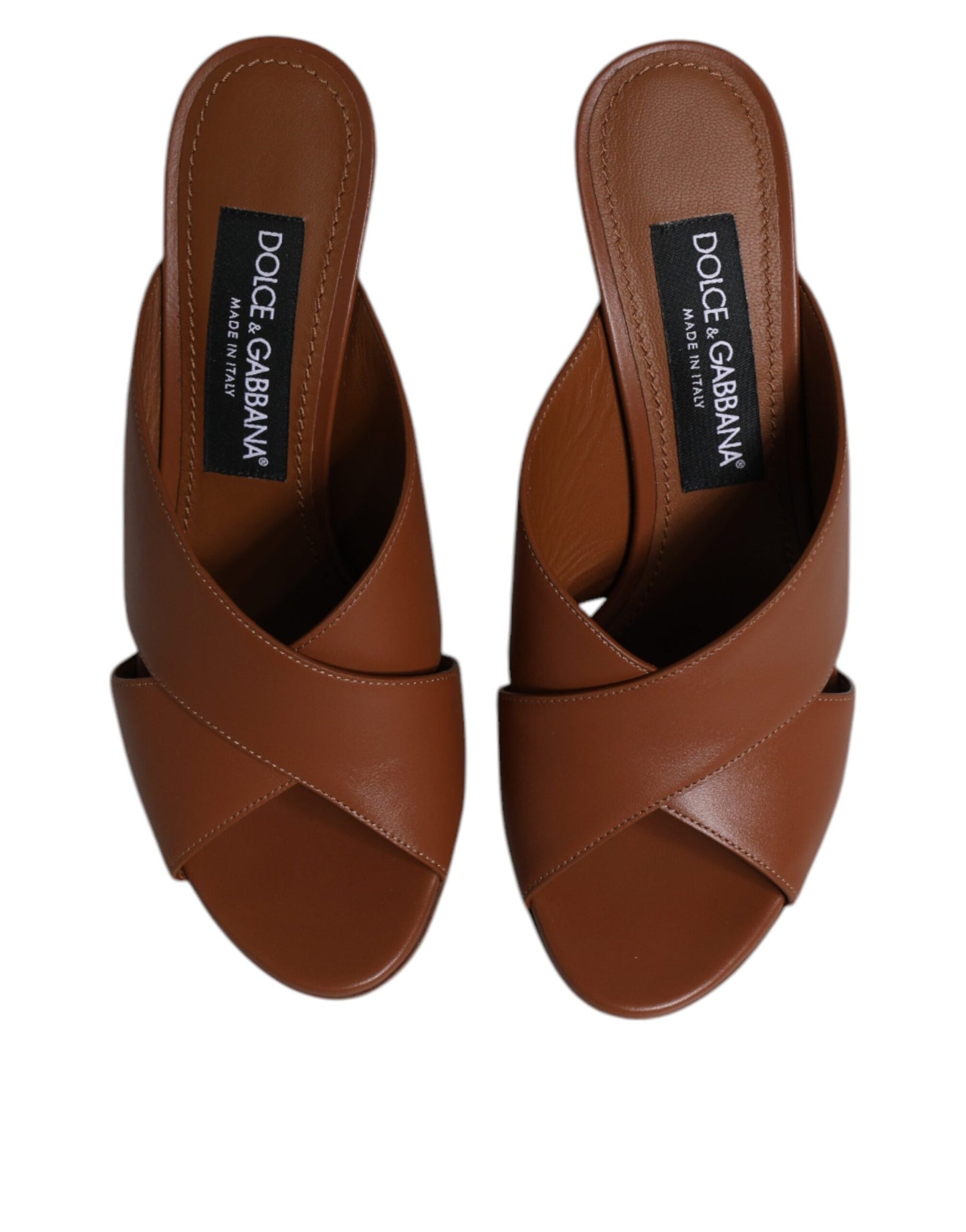 Dolce & Gabbana Maroon Logo KEIRA Læder Slides Sandaler Sko