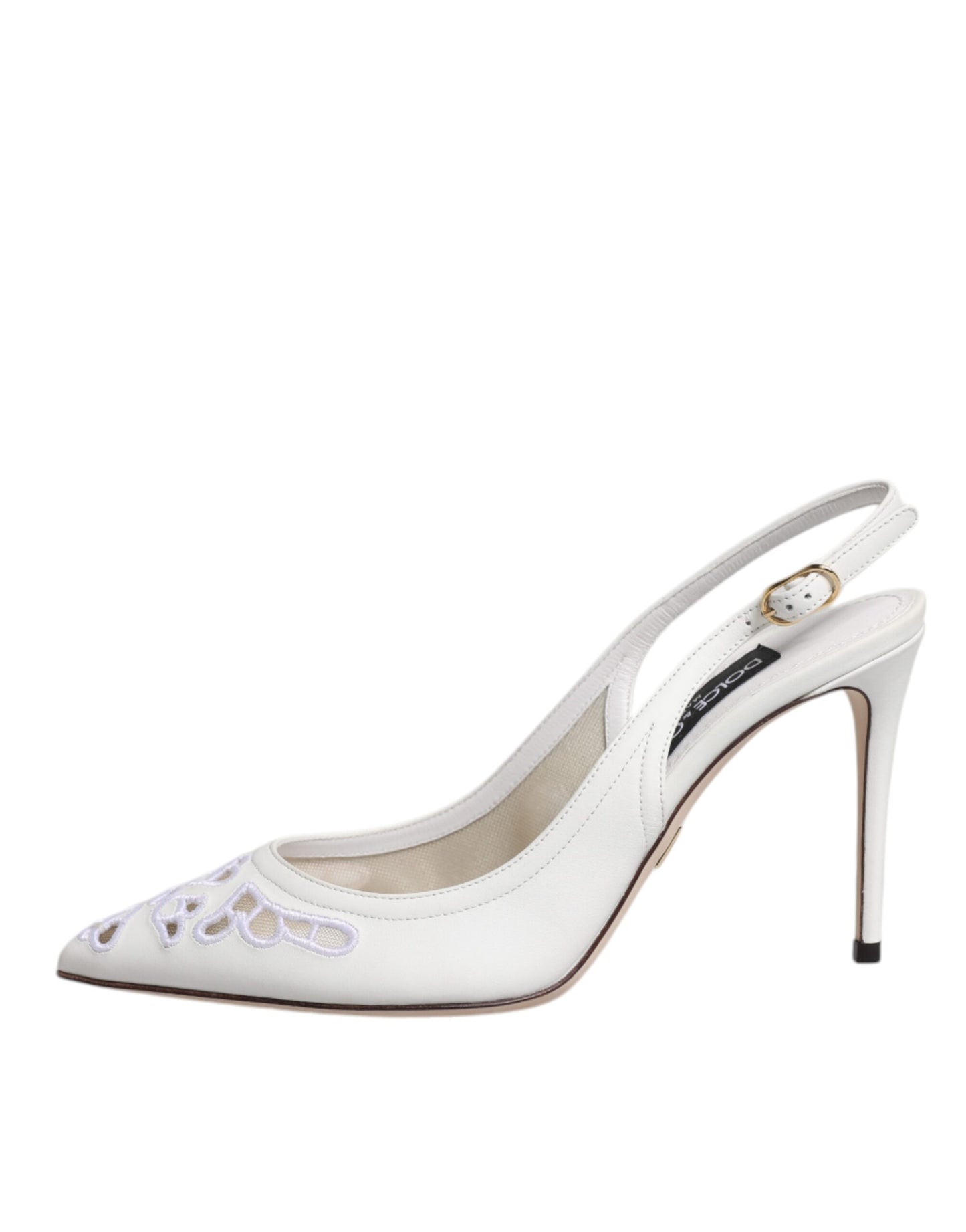 Dolce & Gabbana Hvide Læder Stilettohæle Slingback Sko