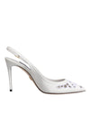 Dolce & Gabbana Hvide Læder Stilettohæle Slingback Sko