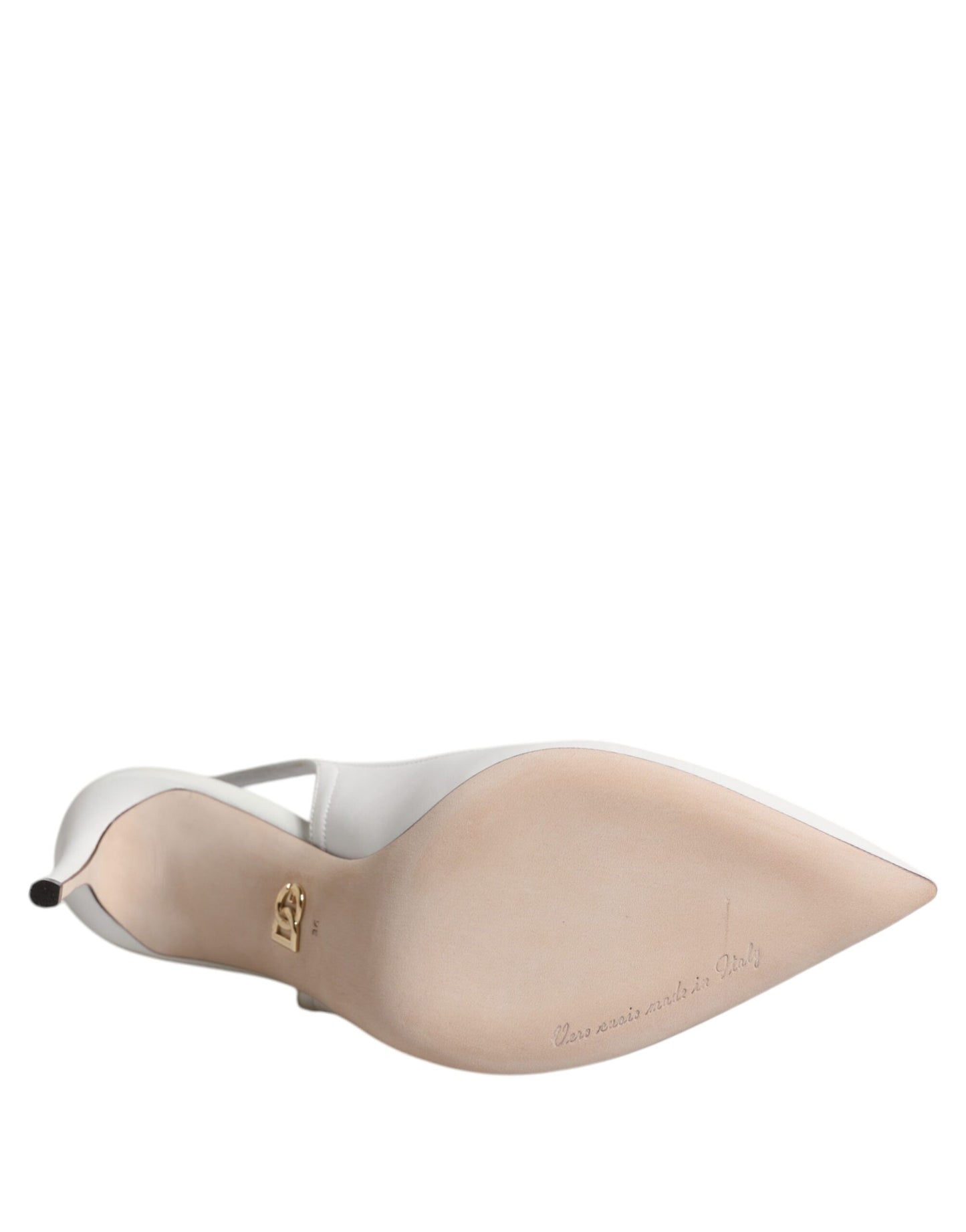 Dolce & Gabbana Hvide Læder Stilettohæle Slingback Sko