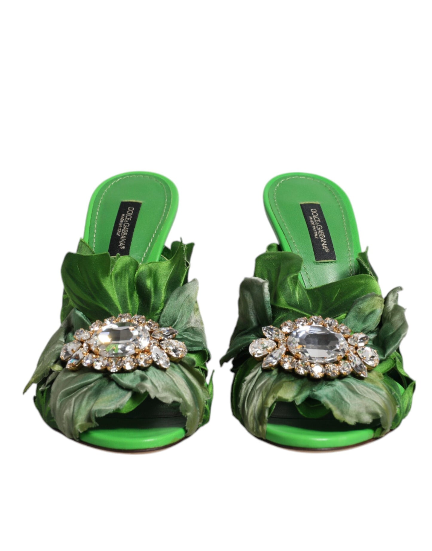 Dolce & Gabbana Grønne Krystal Slides KEIRA Sandalsko