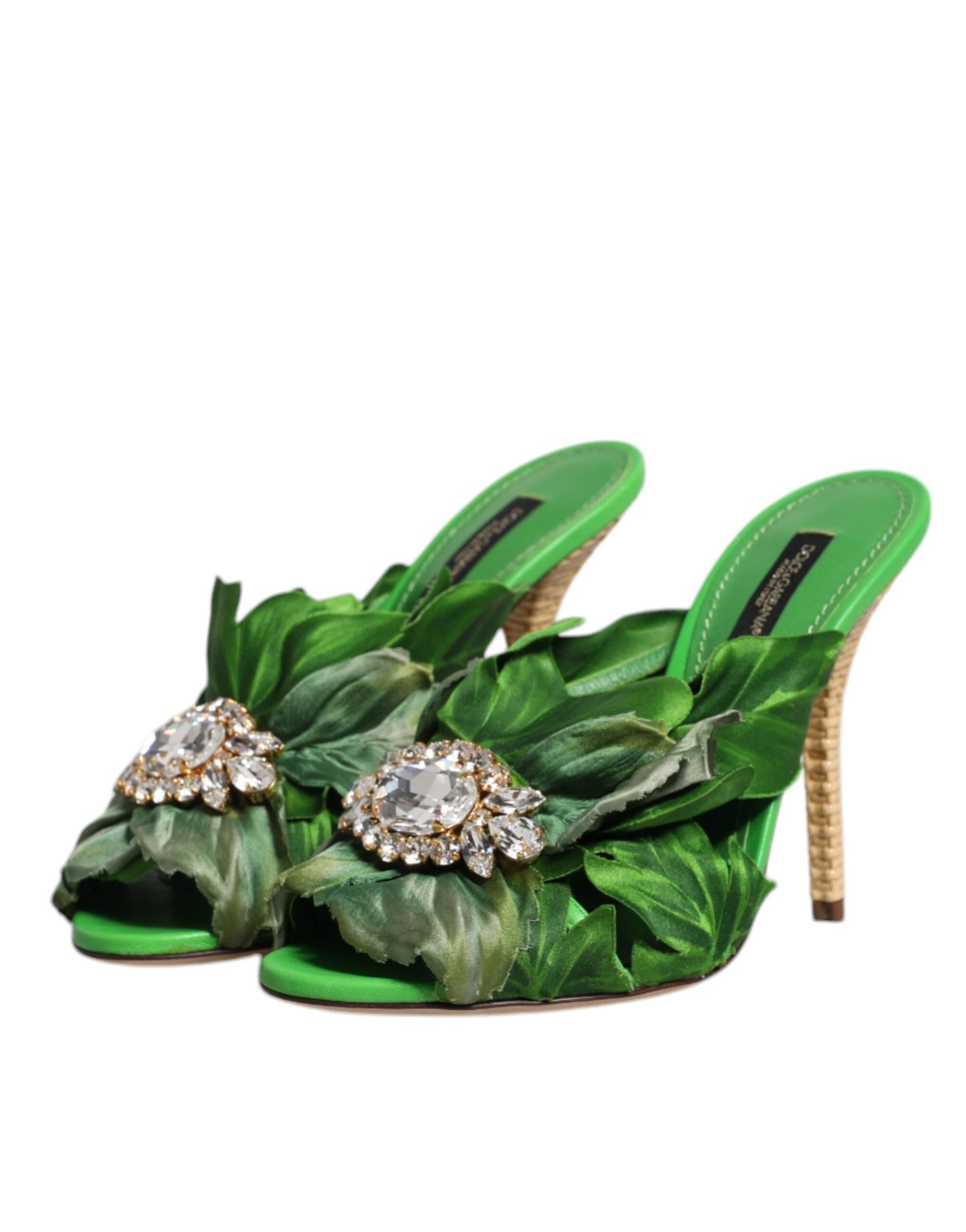 Dolce & Gabbana Grønne Krystal Slides KEIRA Sandalsko