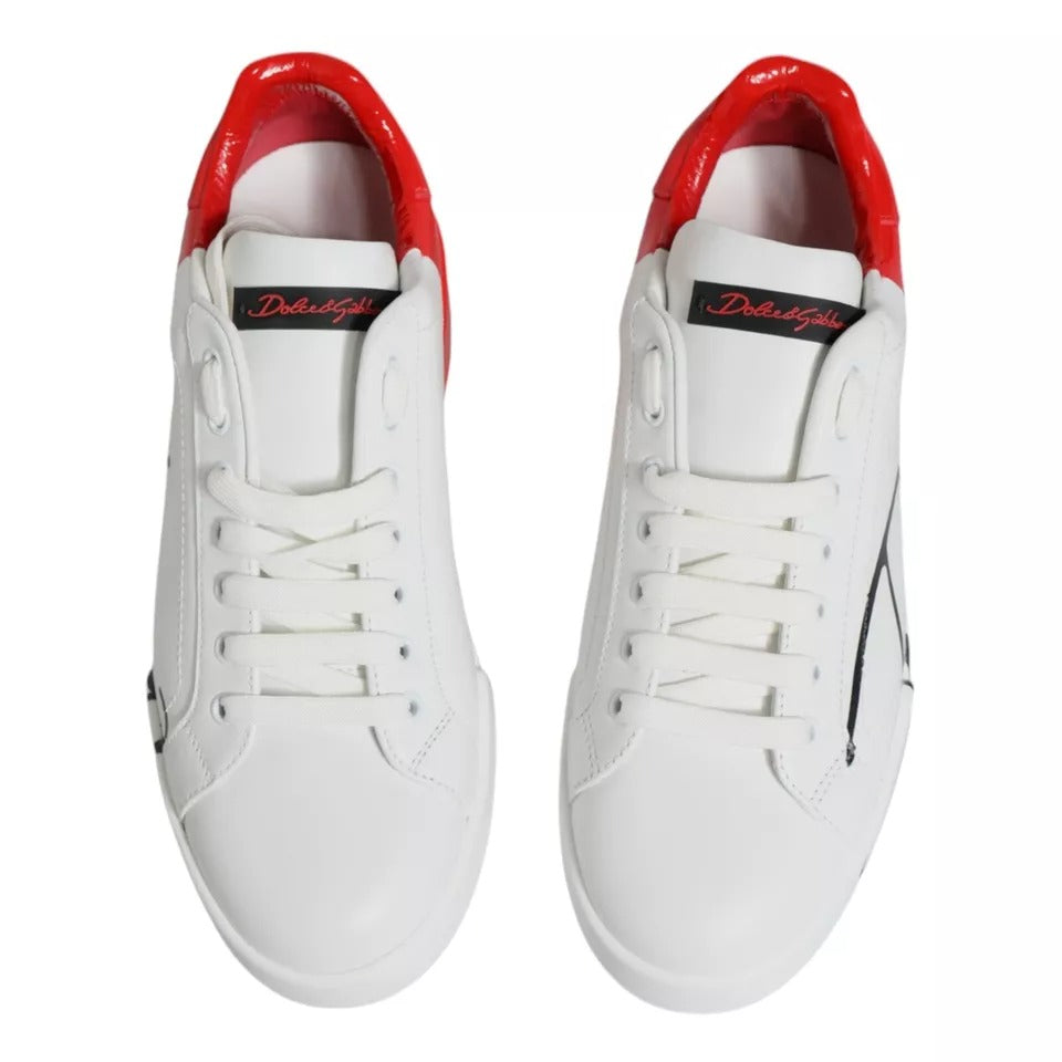 Dolce & Gabbana Hvide Røde Portofino Lave Sneakers Sko