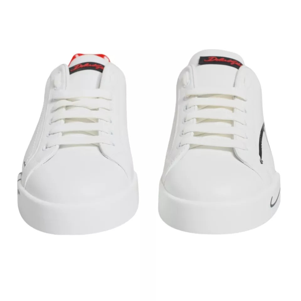 Dolce & Gabbana Hvide Røde Portofino Lave Sneakers Sko