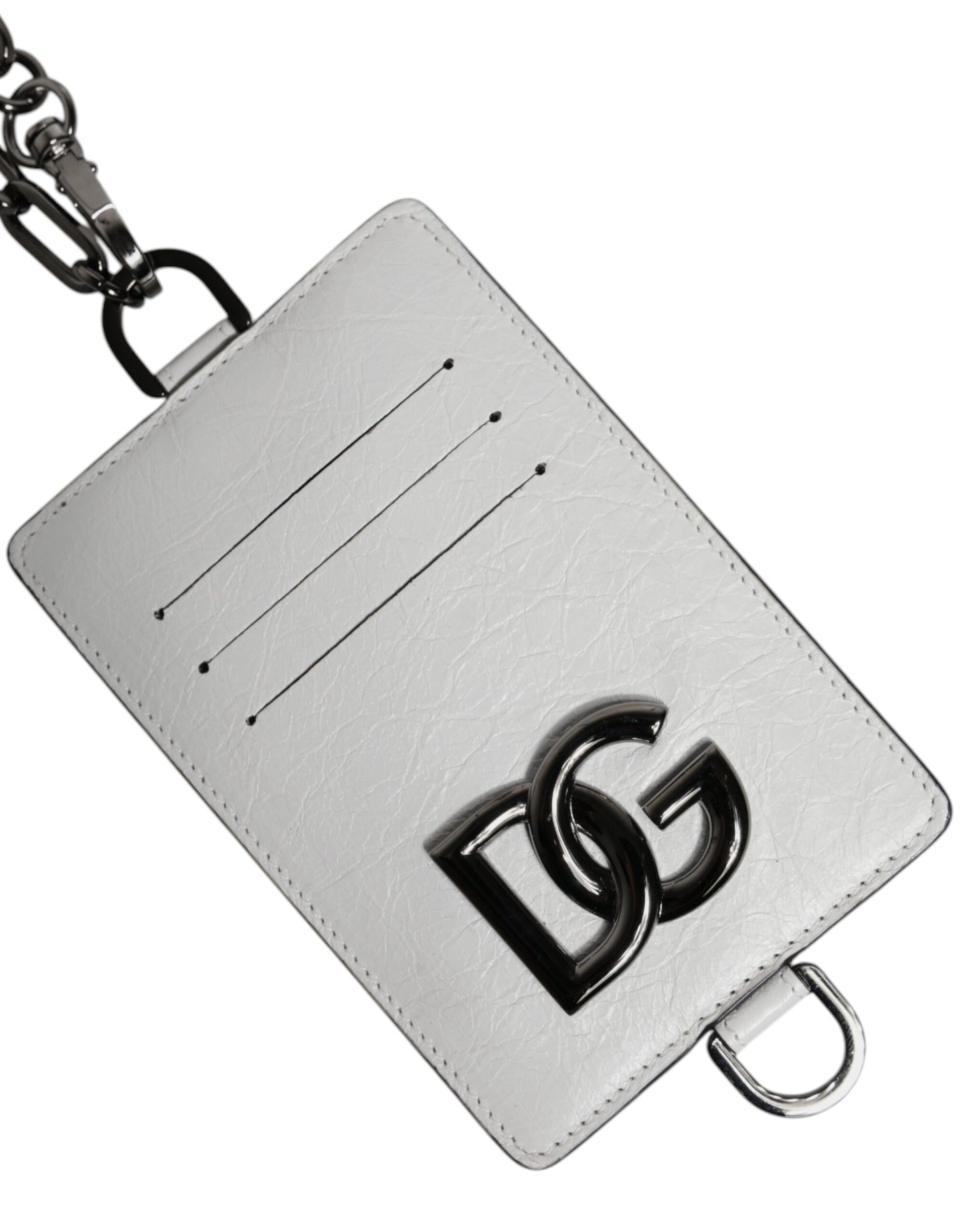 Dolce & Gabbana hvid kalveskind-pung med logo og kortholder