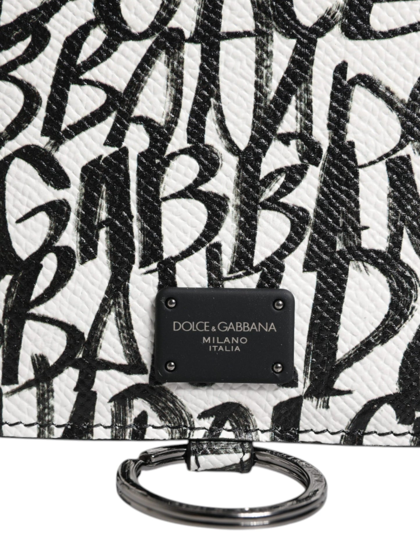 Dolce & Gabbana hvid læderpung med logoprint og kortholder