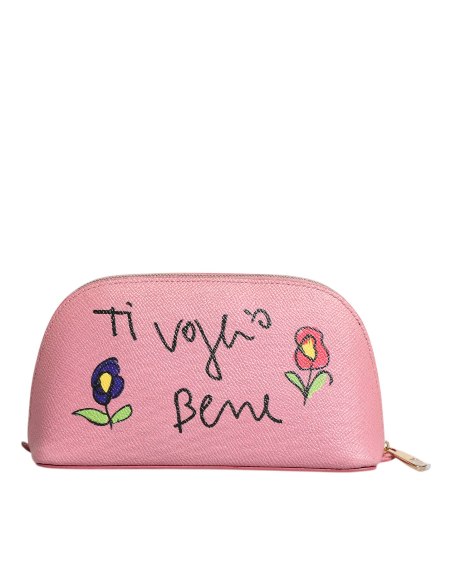 Dolce & Gabbana pink læderpung med DG-logo og lynlås rundt om
