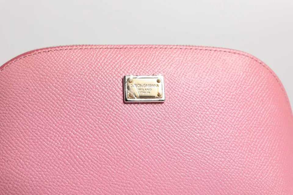 Dolce & Gabbana pink læderpung med DG-logo og lynlås rundt om