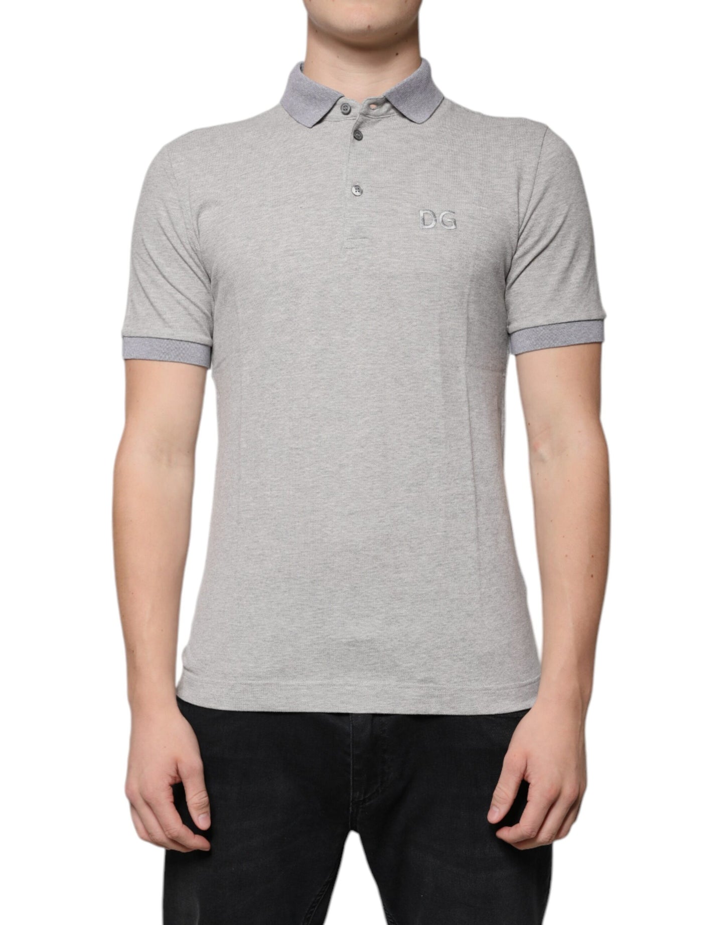Dolce & Gabbana Grå Krave Kortærmet Herre Polo T-shirt