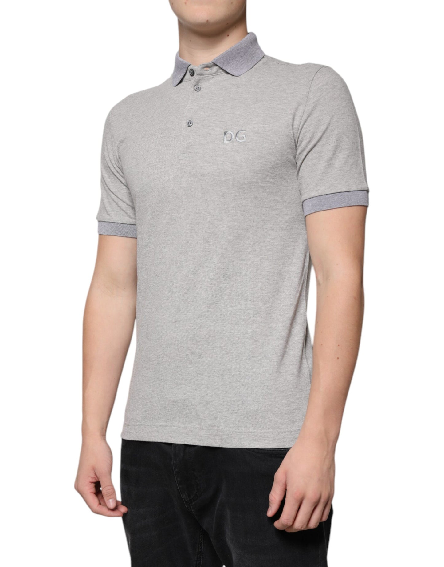 Dolce & Gabbana Grå Krave Kortærmet Herre Polo T-shirt
