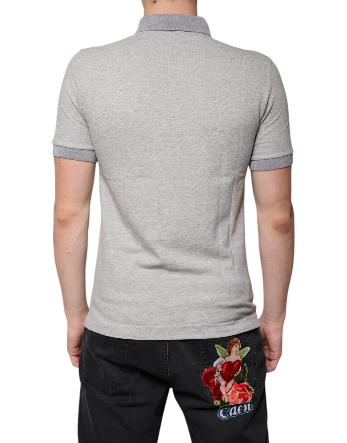 Dolce & Gabbana Grå Krave Kortærmet Herre Polo T-shirt