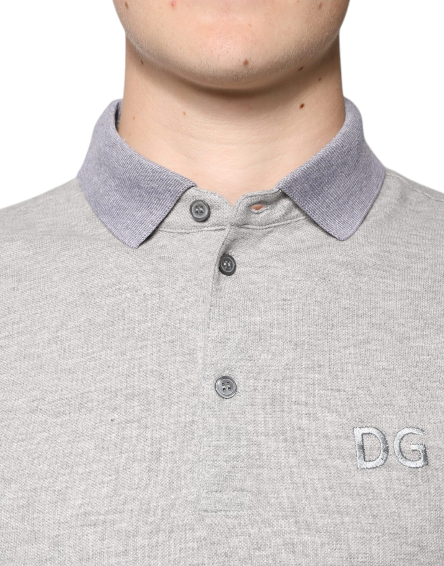 Dolce & Gabbana Grå Krave Kortærmet Herre Polo T-shirt