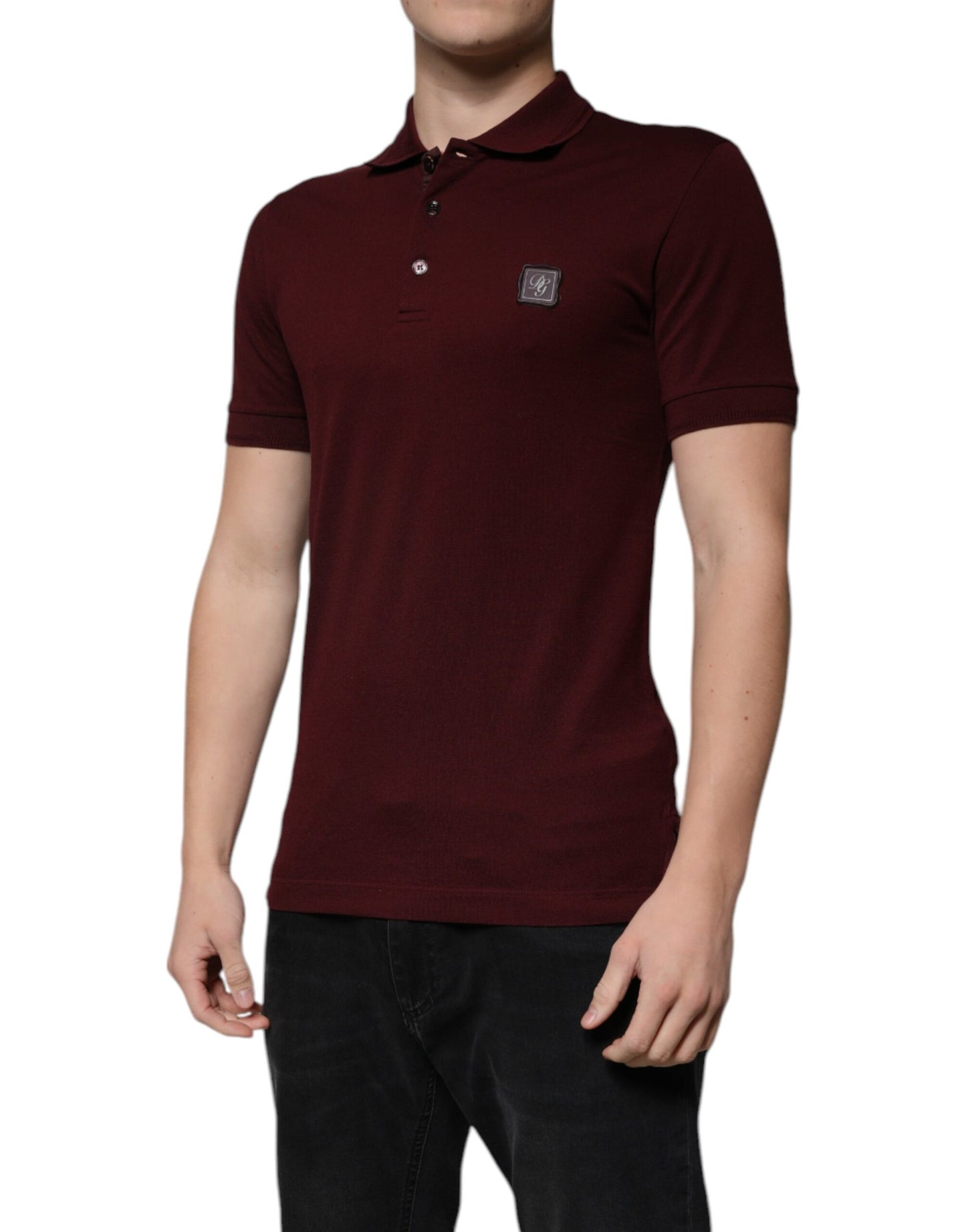 Dolce & Gabbana Maroon Krave Kortærmet Polo T-shirt