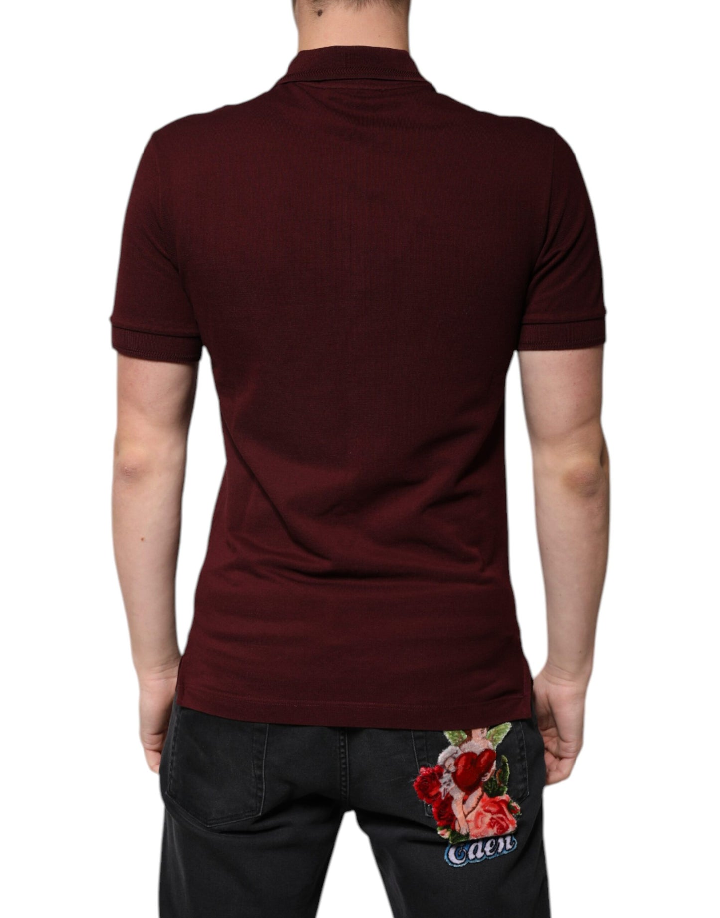 Dolce & Gabbana Maroon Krave Kortærmet Polo T-shirt