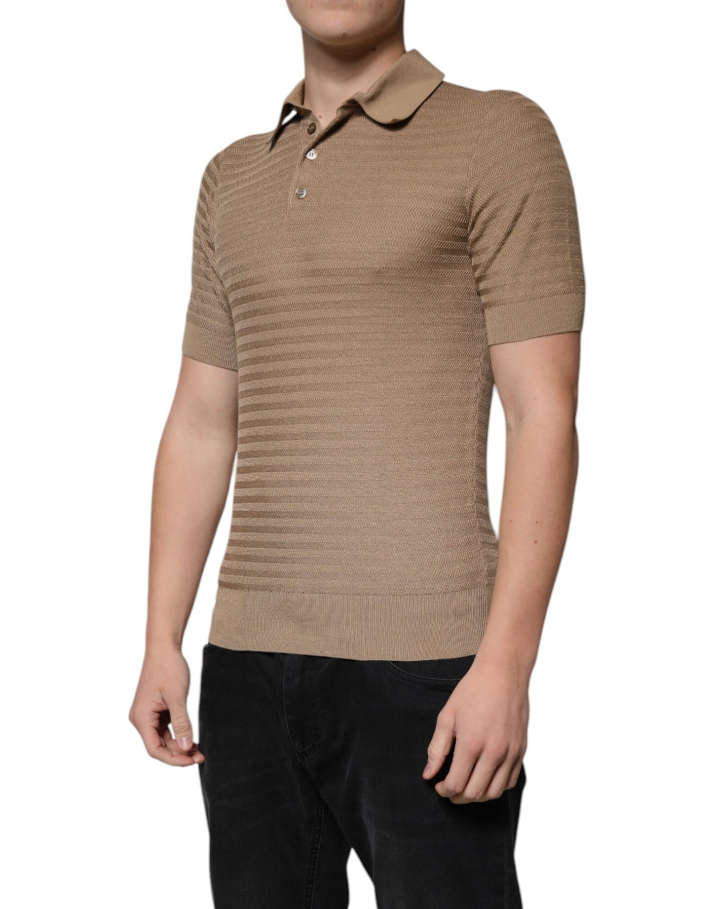 Dolce & Gabbana Brun Polo T-shirt med Korte Ærmer og Krave