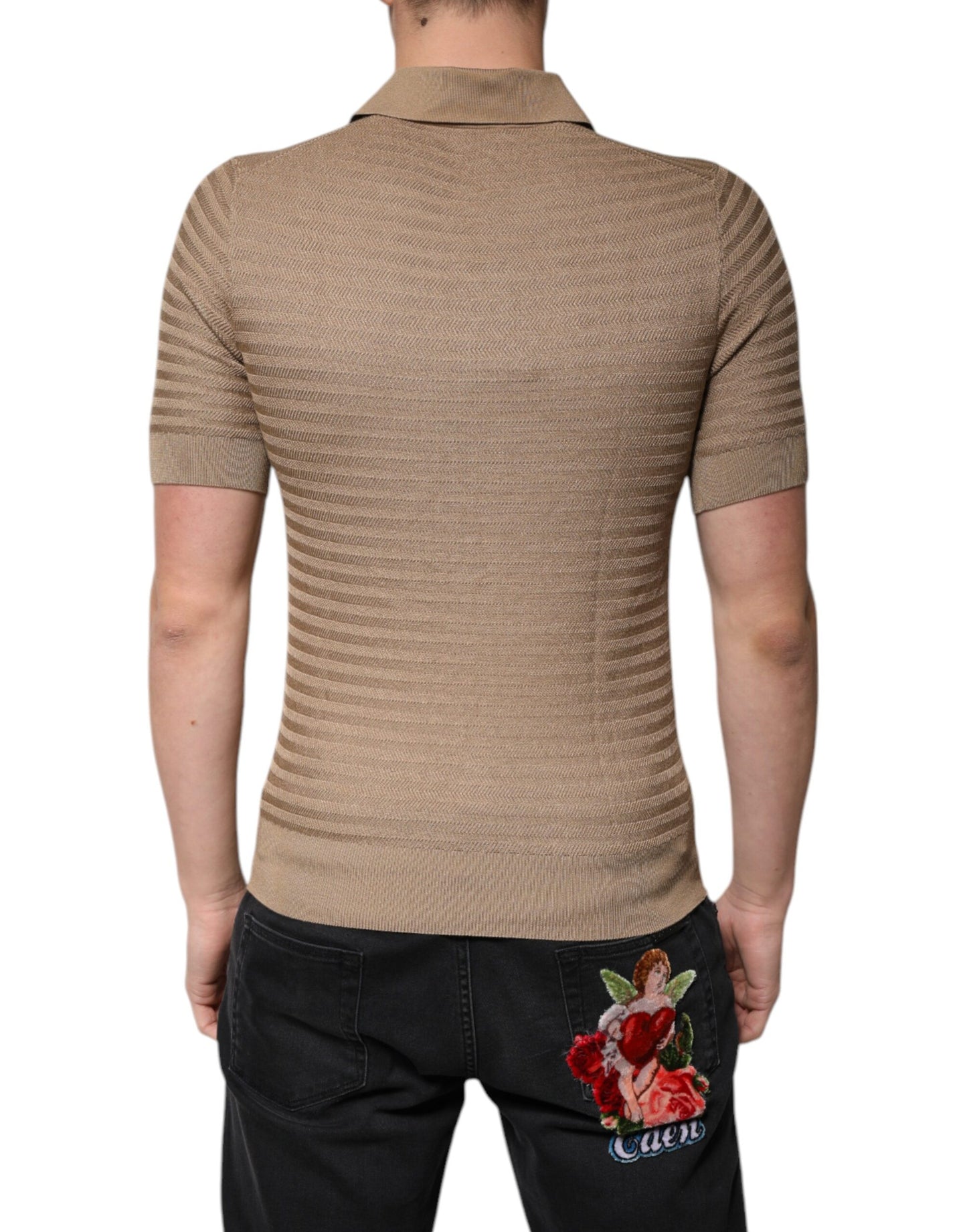Dolce & Gabbana Brun Polo T-shirt med Korte Ærmer og Krave