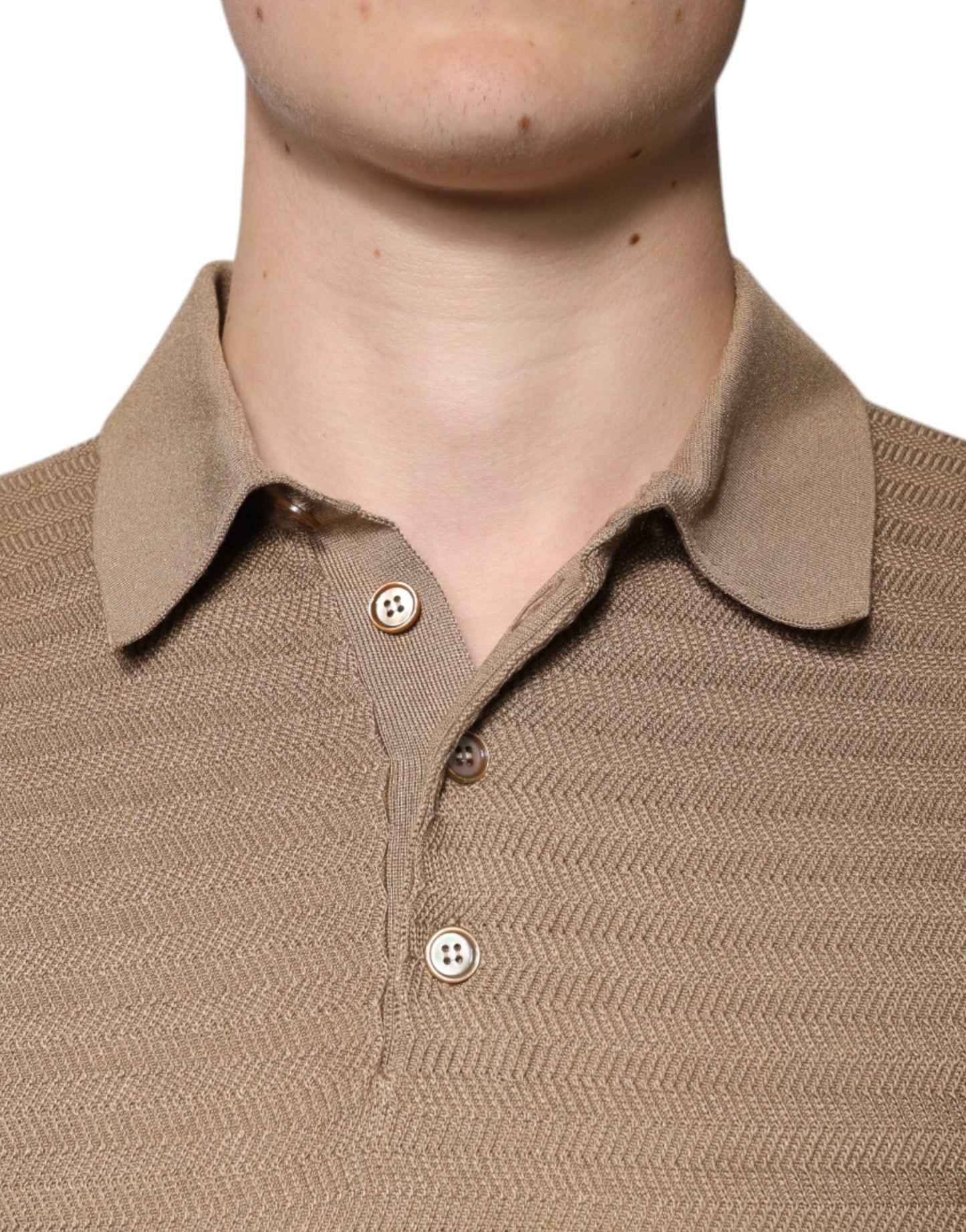 Dolce & Gabbana Brun Polo T-shirt med Korte Ærmer og Krave