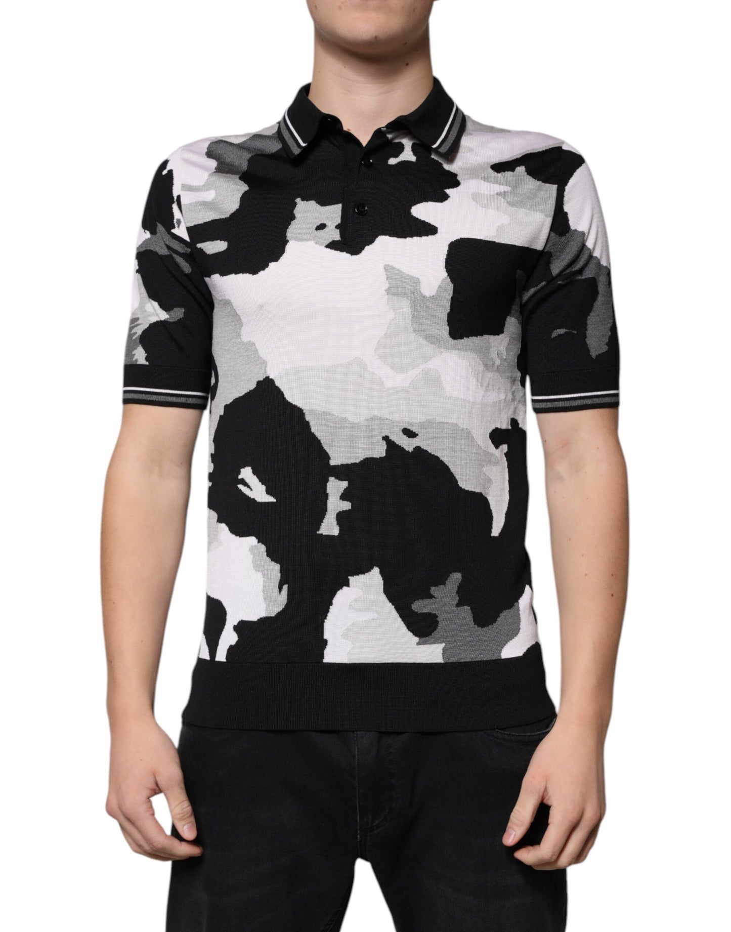 Dolce & Gabbana Flerfarvet Camouflage Polo T-shirt med Krave