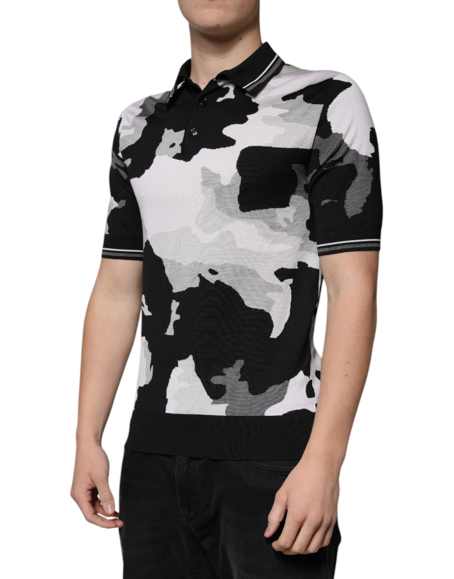 Dolce & Gabbana Flerfarvet Camouflage Polo T-shirt med Krave