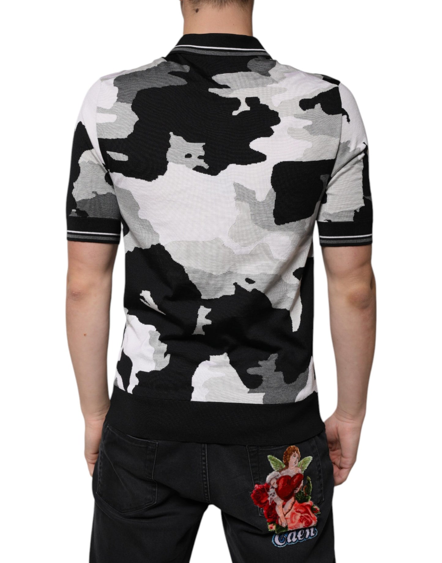 Dolce & Gabbana Flerfarvet Camouflage Polo T-shirt med Krave