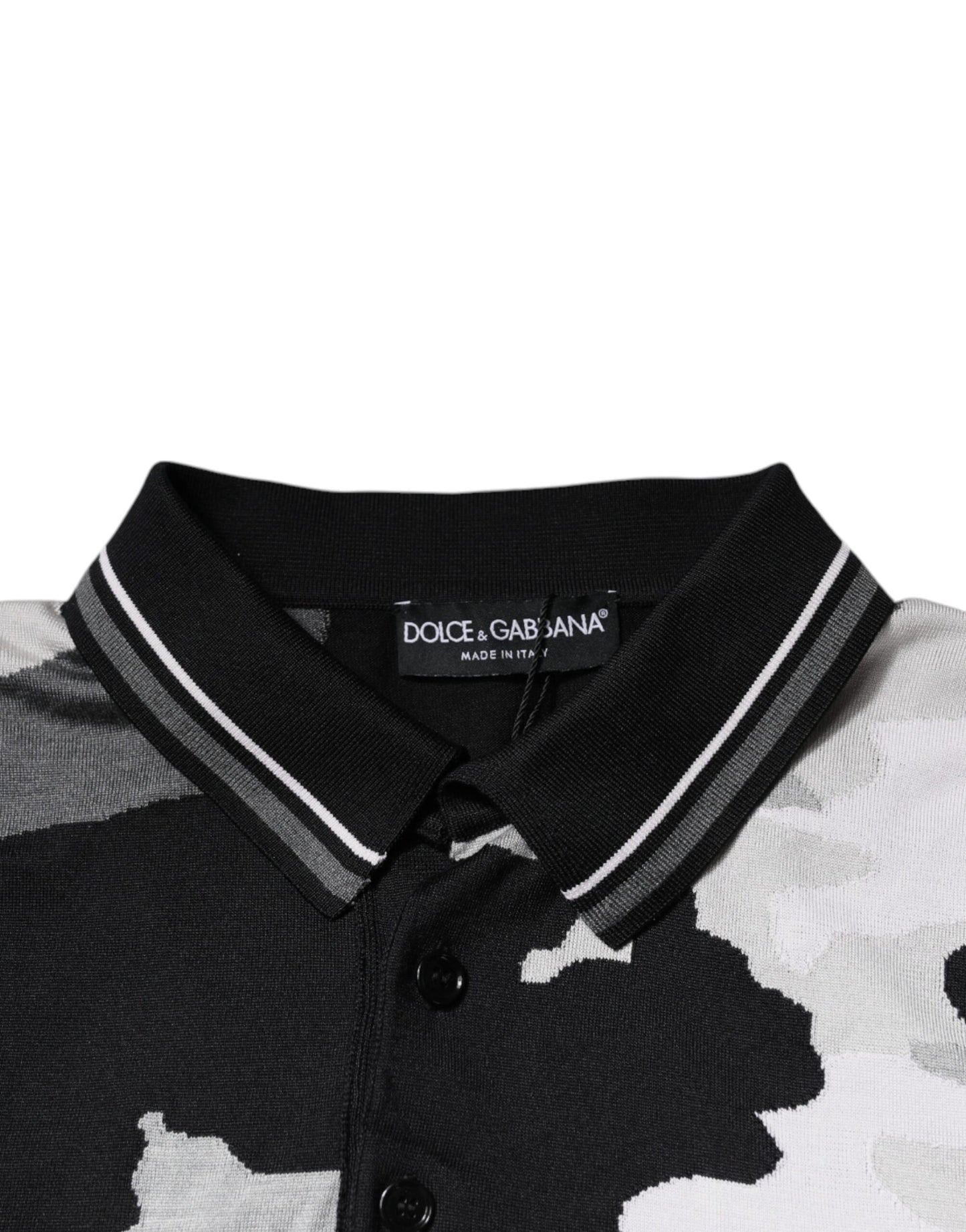 Dolce & Gabbana Flerfarvet Camouflage Polo T-shirt med Krave
