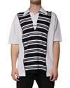 Dolce & Gabbana sort-hvide striber poloshirt med krave