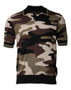 Flerfarvet camouflage-polo-t-shirt med krave