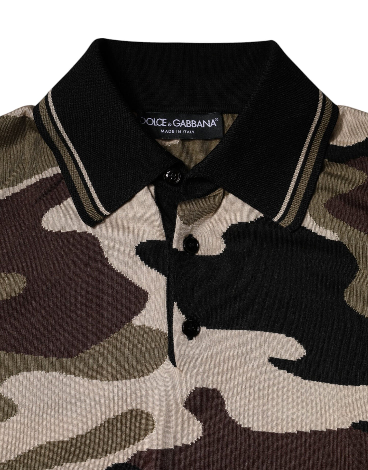 Dolce & Gabbana Flerfarvet Camouflage Polo T-shirt med Krave