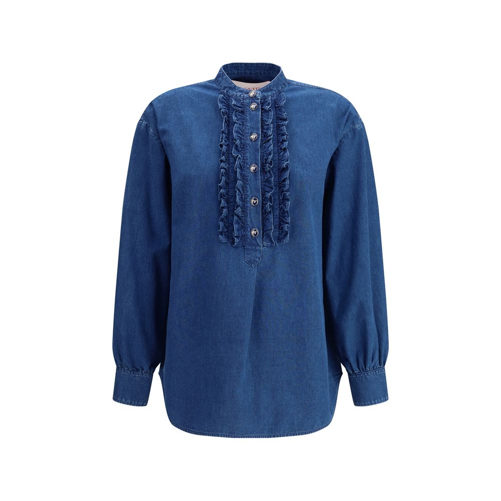 Valentino denimskjorter med flæser