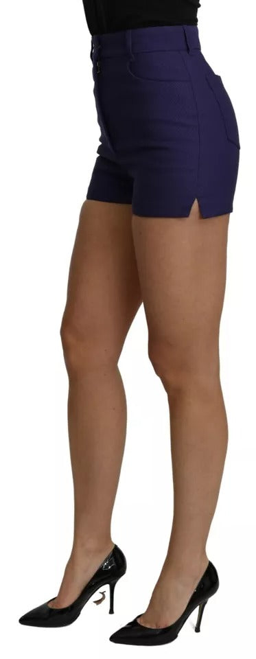Dolce & Gabbana Blå Højtaljede Mini Hotpants Bomuldsshorts