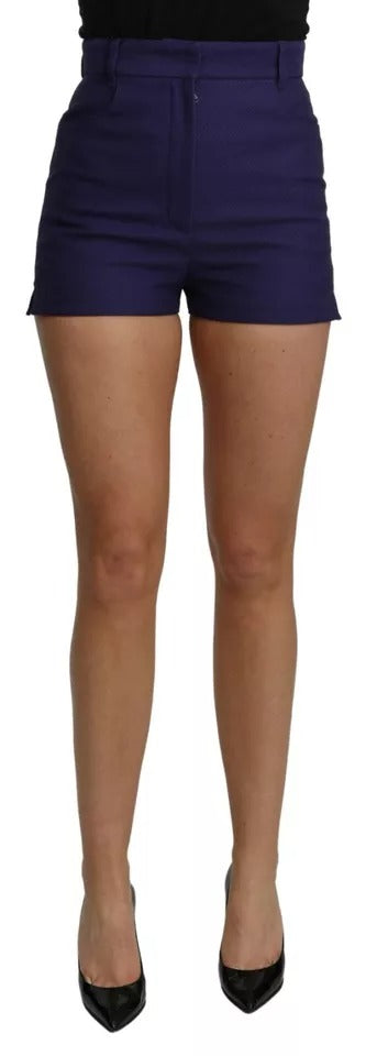 Dolce & Gabbana Blå Højtaljede Mini Hotpants Bomuldsshorts