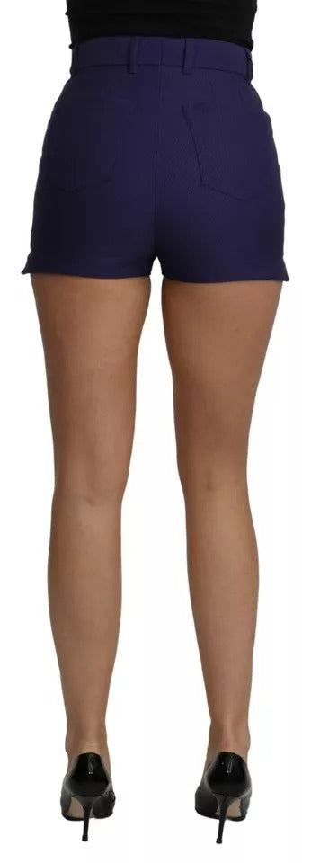 Dolce & Gabbana Blå Højtaljede Mini Hotpants Bomuldsshorts