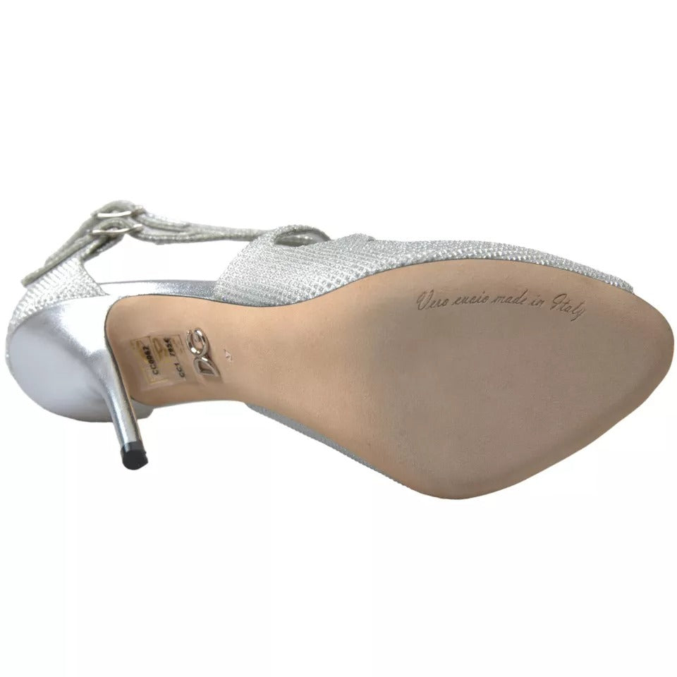 Dolce & Gabbana Sølvglimmer Sandaler Hæl Pumps Sko
