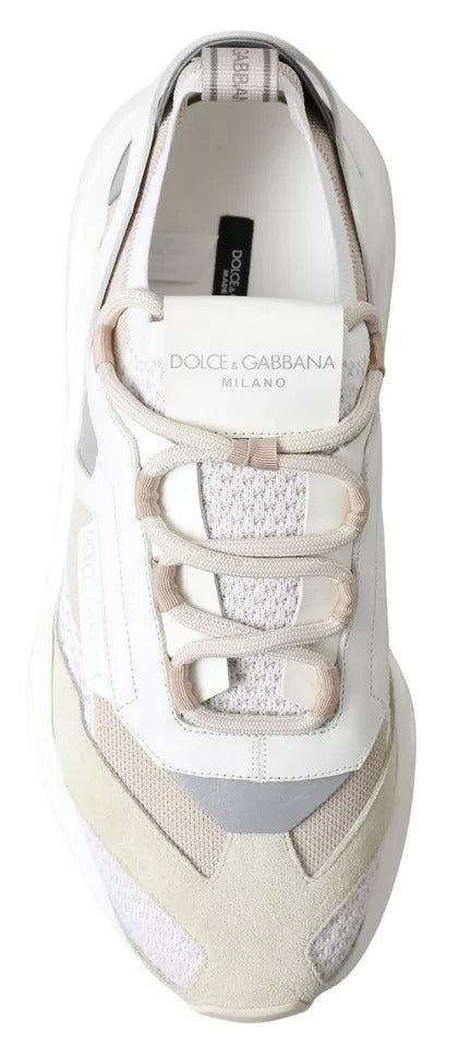 Dolce & Gabbana Hvide Beige Læder Sport Daymaster Sko Sneakers
