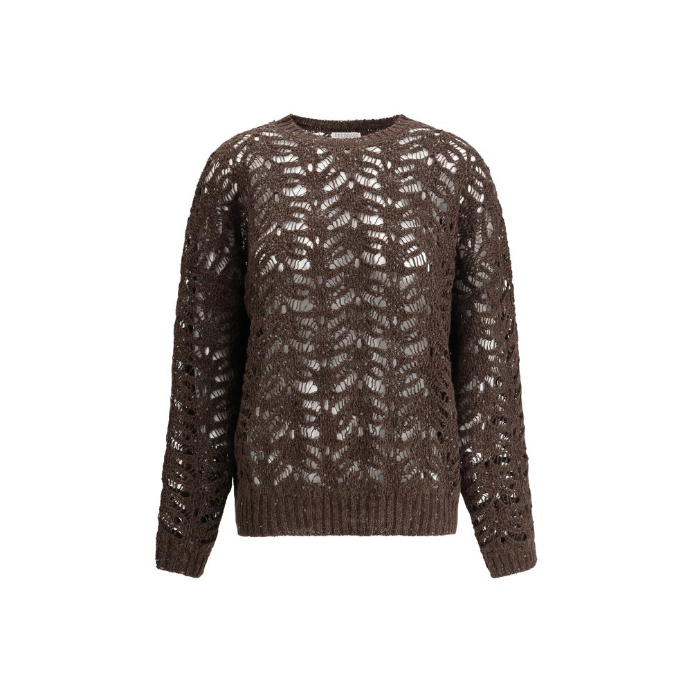 Brunello Cucinelli Perforeret sweater med pailletter