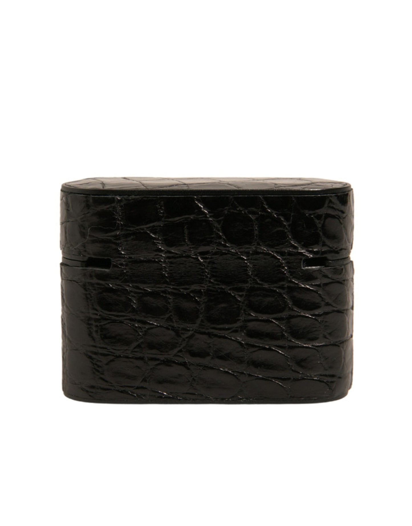Dolce & Gabbana sort læder metal logo plakette holder til Airpods