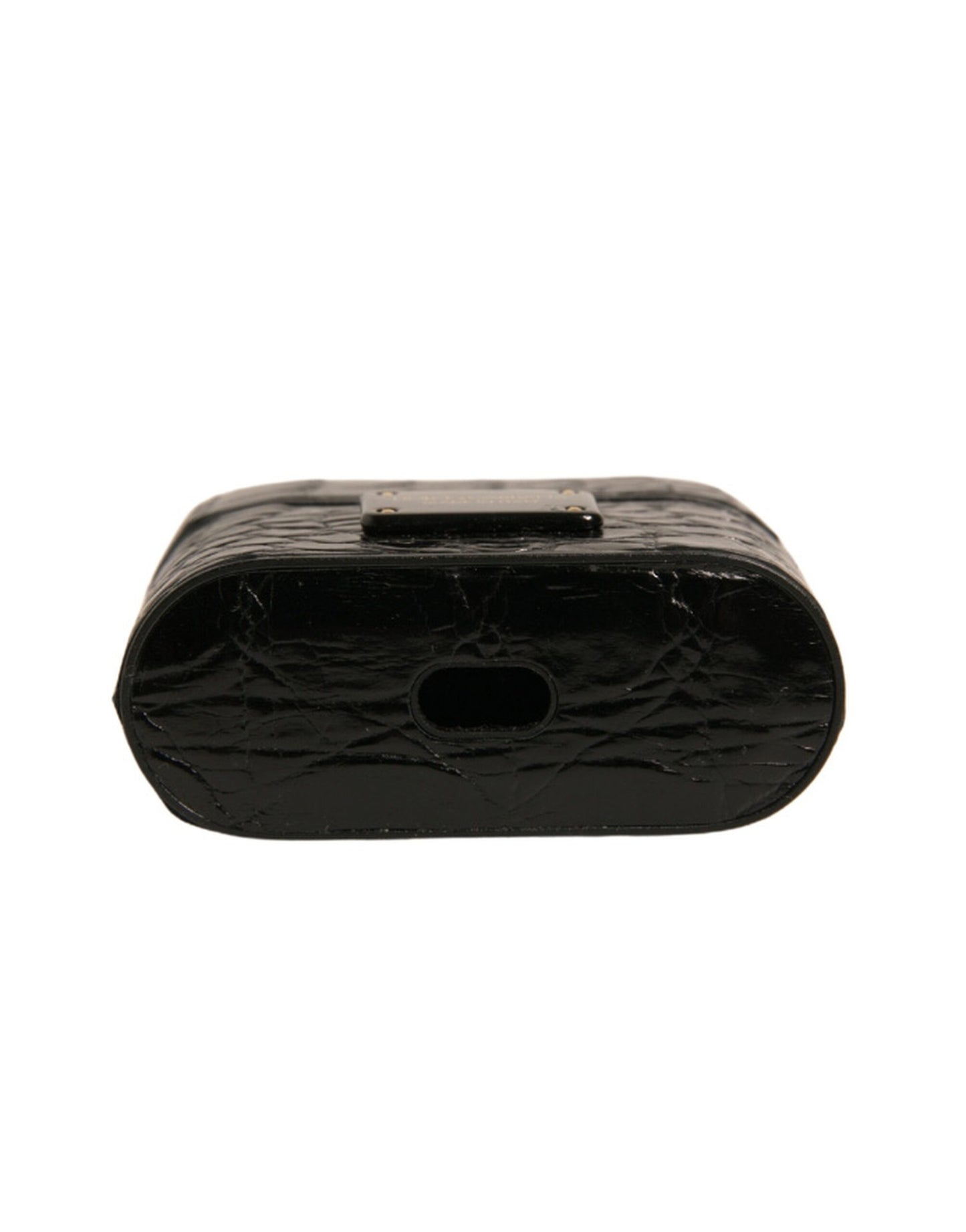 Dolce & Gabbana sort læder metal logo plakette holder til Airpods
