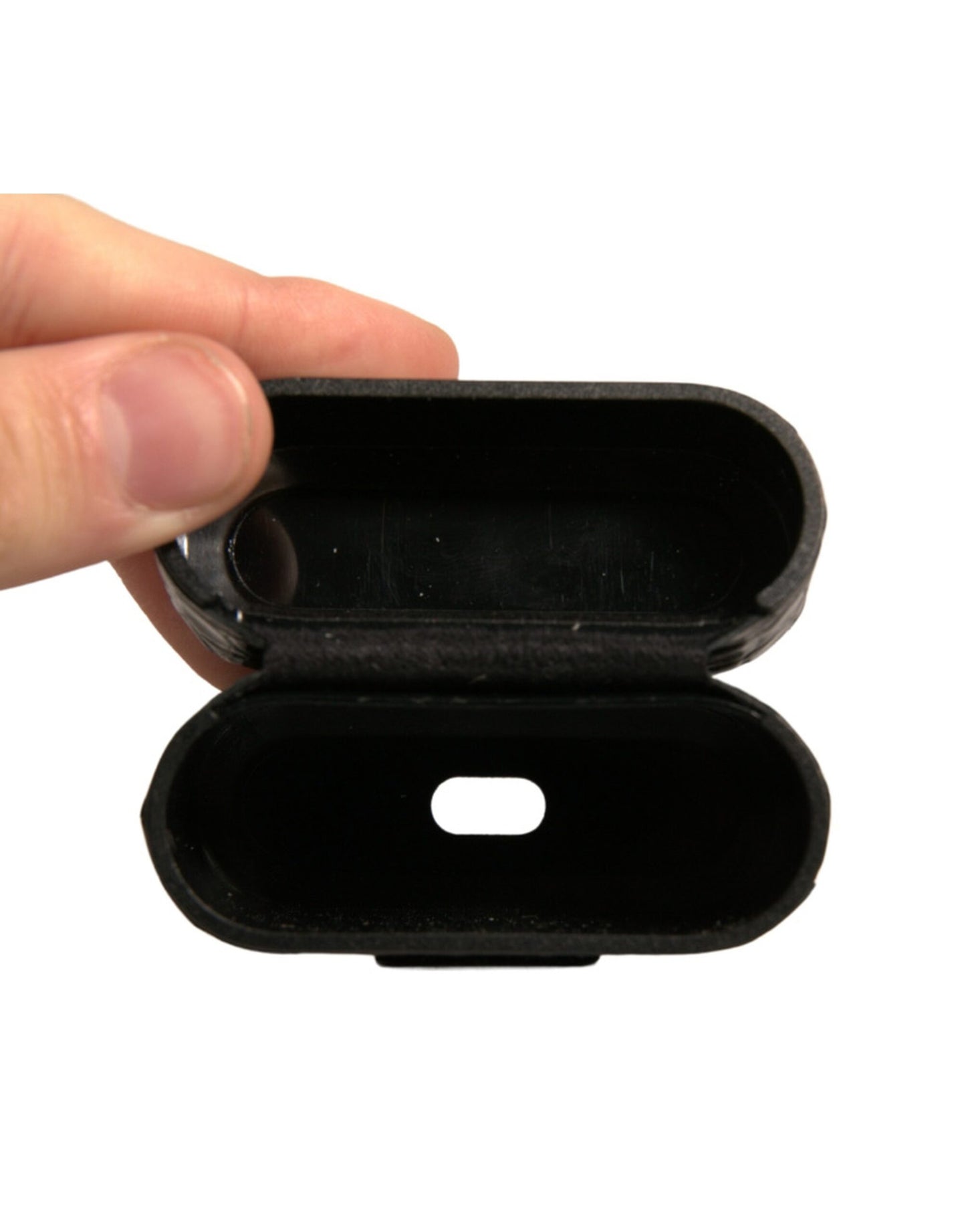 Dolce & Gabbana sort læder metal logo plakette holder til Airpods